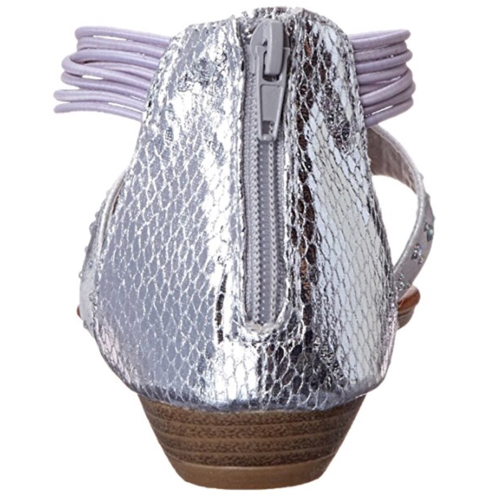 Flower Metallic Lilac Silver Kitten Wedge Sandal - Picture 4 of 6